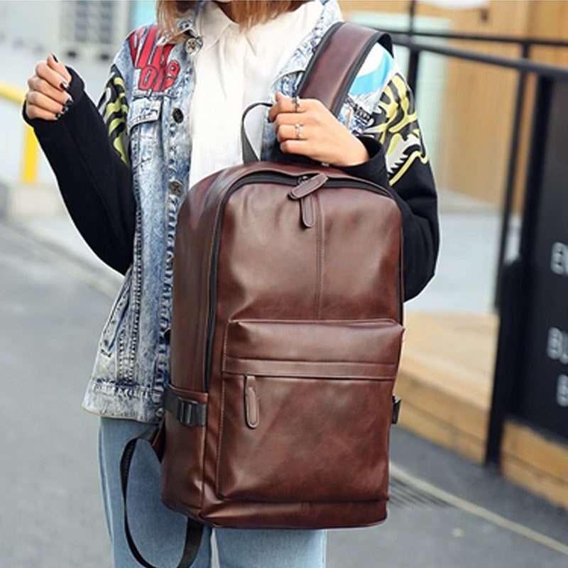 Korean Version Travel PU Leather Backpack