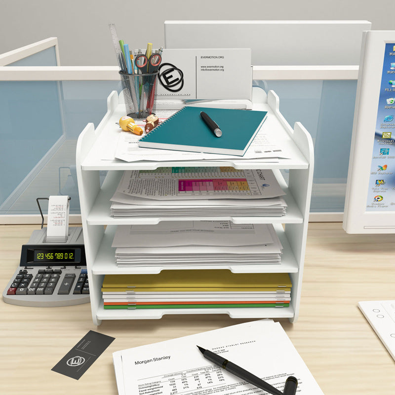 4 Tiers PVC Desktop File Storage Organizer