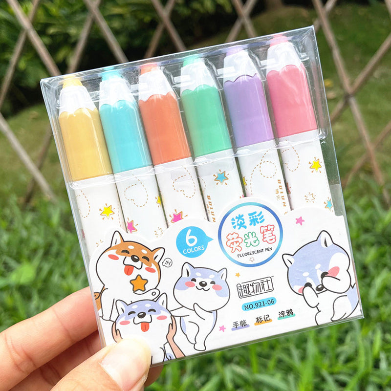 Set of 6 Fluorescent Cartoon Printed Market Set