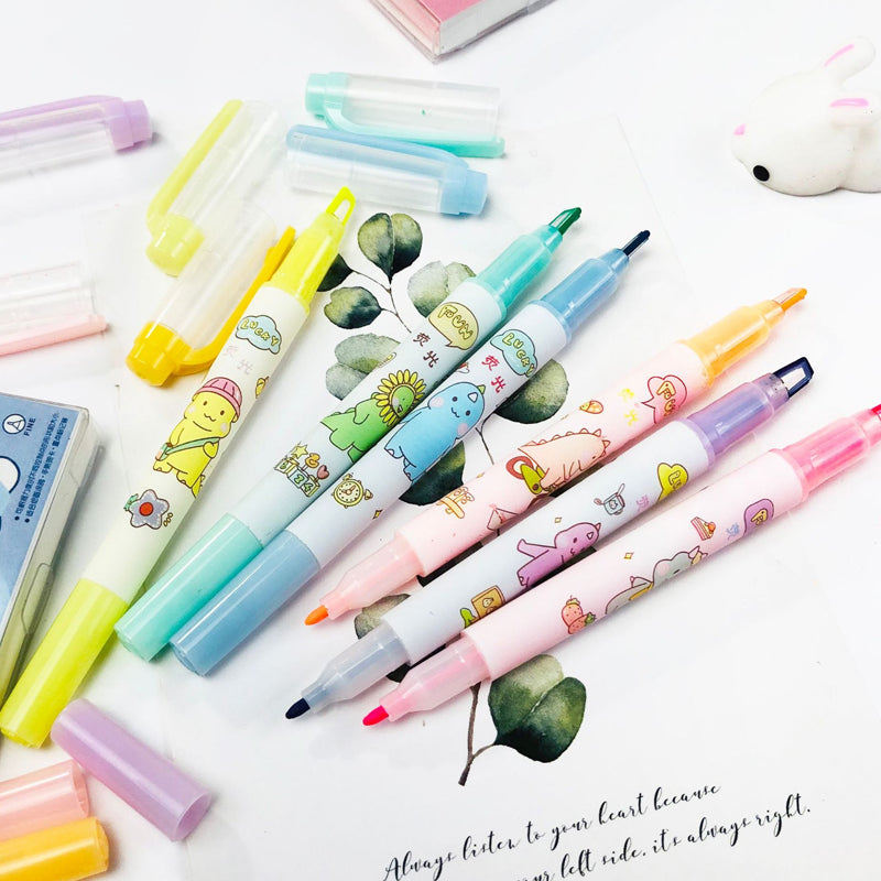 Visible Window Cut Double-Headed Highlighter Set