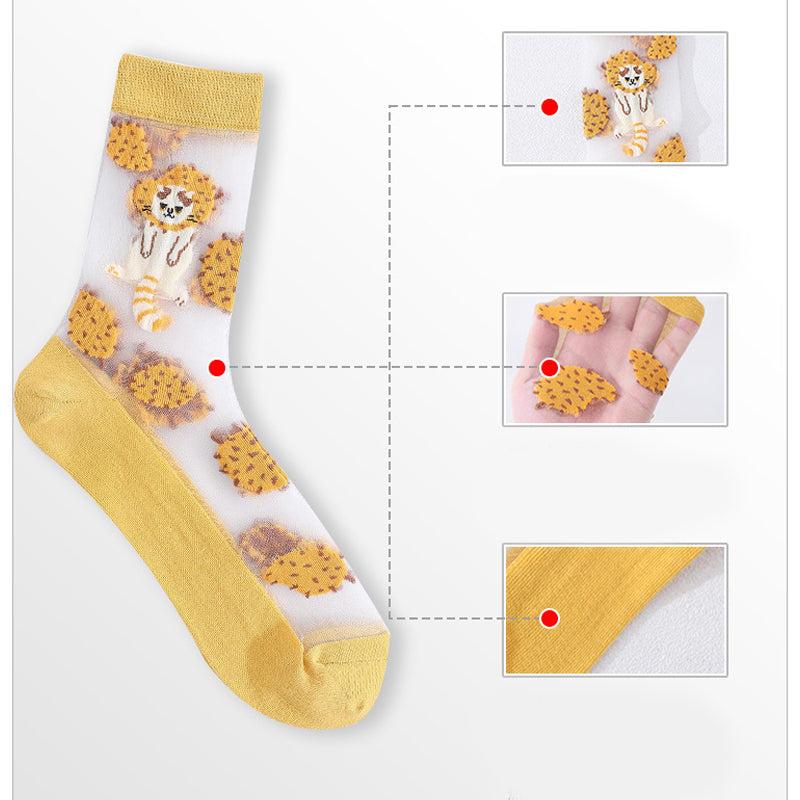 Set of 5 Lovely Invisible Transparent Socks For Women