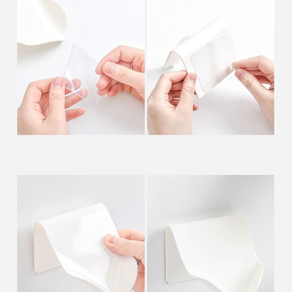 Set of 2 Self Adhesive Wall Mounted Draining Soap Holder
