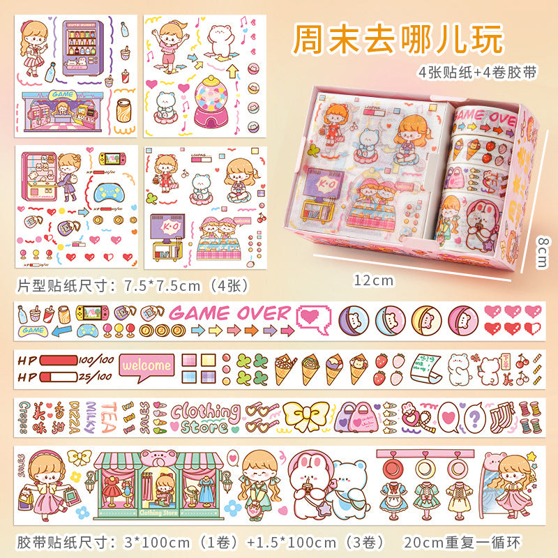 Kawaii Washi Tape & Sticker Box Set