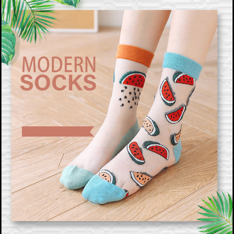 Set of 5 Lovely Invisible Transparent Socks For Women