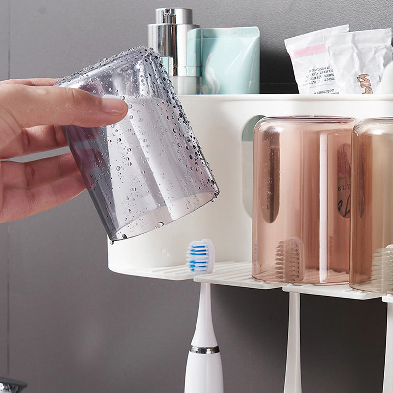 Wall-Mounted Large Capacity Family Toothbrush Rack