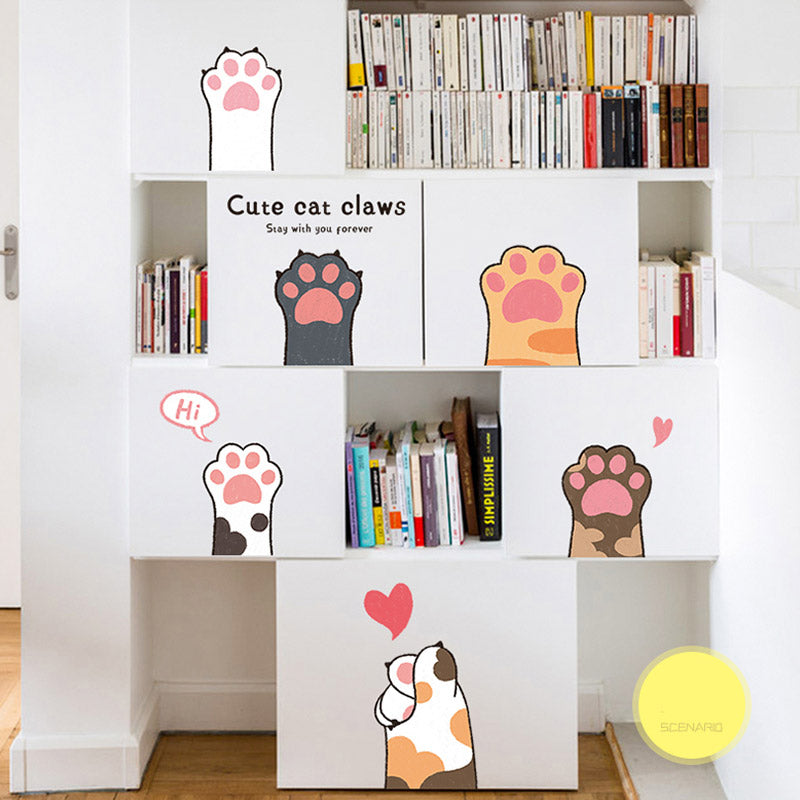 Cute Cat Claws Wall and Door Stickers For Kids
