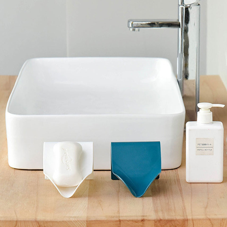 Set of 2 Self Adhesive Wall Mounted Draining Soap Holder