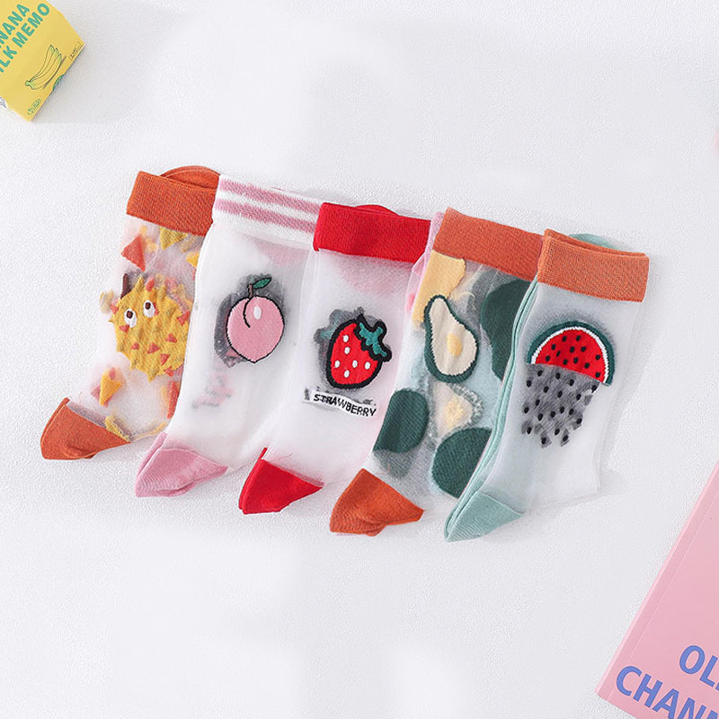 Set of 5 Lovely Invisible Transparent Socks For Women