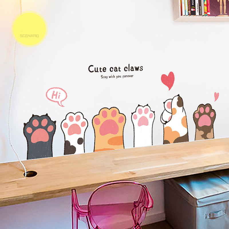 Cute Cat Claws Wall and Door Stickers For Kids