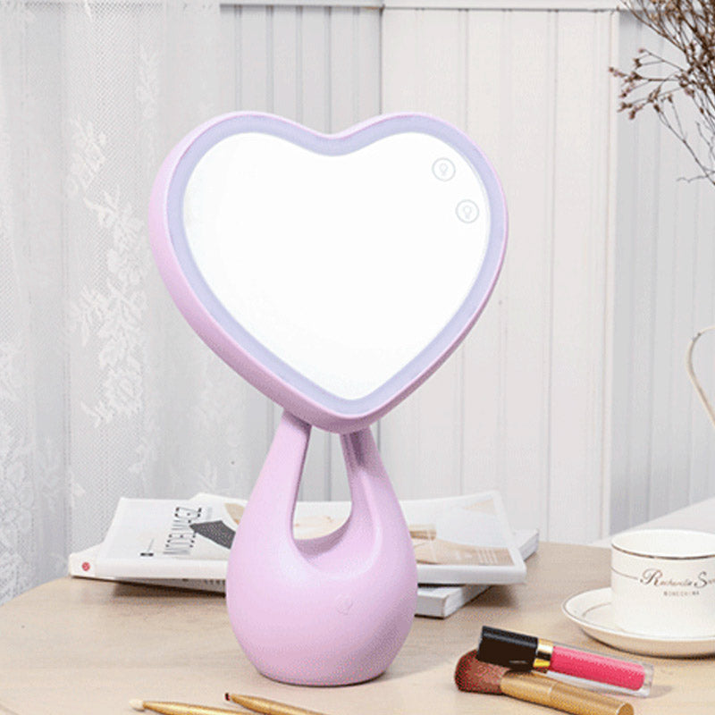 Rechargeable Heart-Shaped Mirror Table Lamp