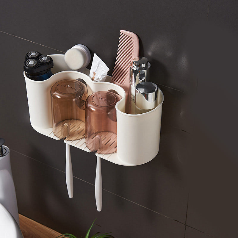 Wall-Mounted Large Capacity Family Toothbrush Rack