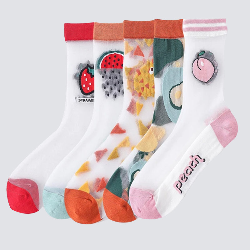 Set of 5 Lovely Invisible Transparent Socks For Women