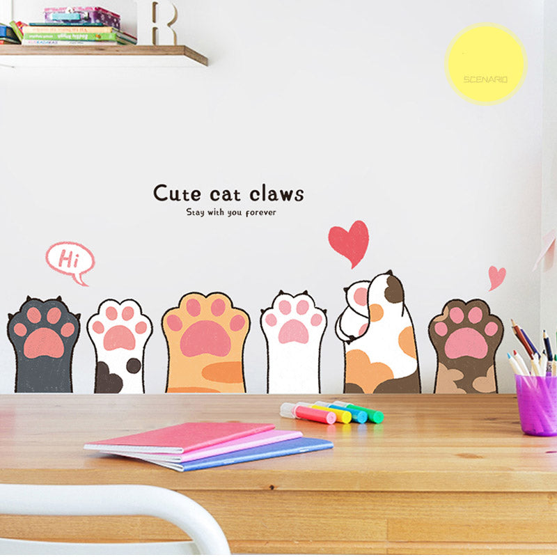 Cute Cat Claws Wall and Door Stickers For Kids