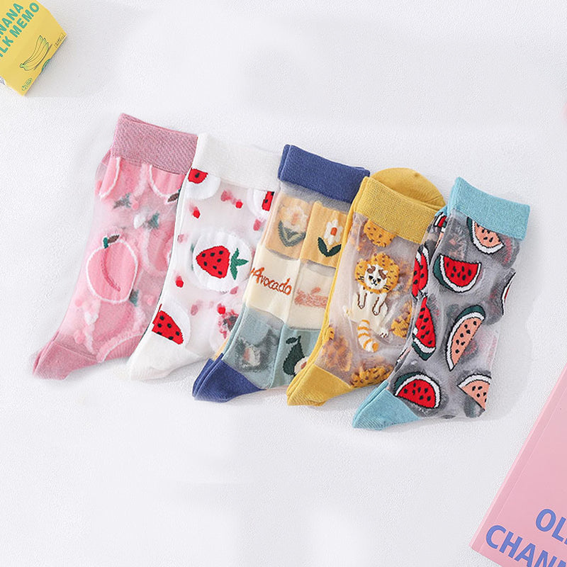 Set of 5 Lovely Invisible Transparent Socks For Women