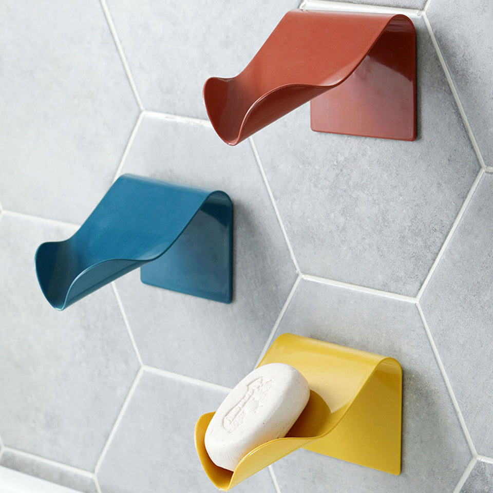 Set of 2 Self Adhesive Wall Mounted Draining Soap Holder
