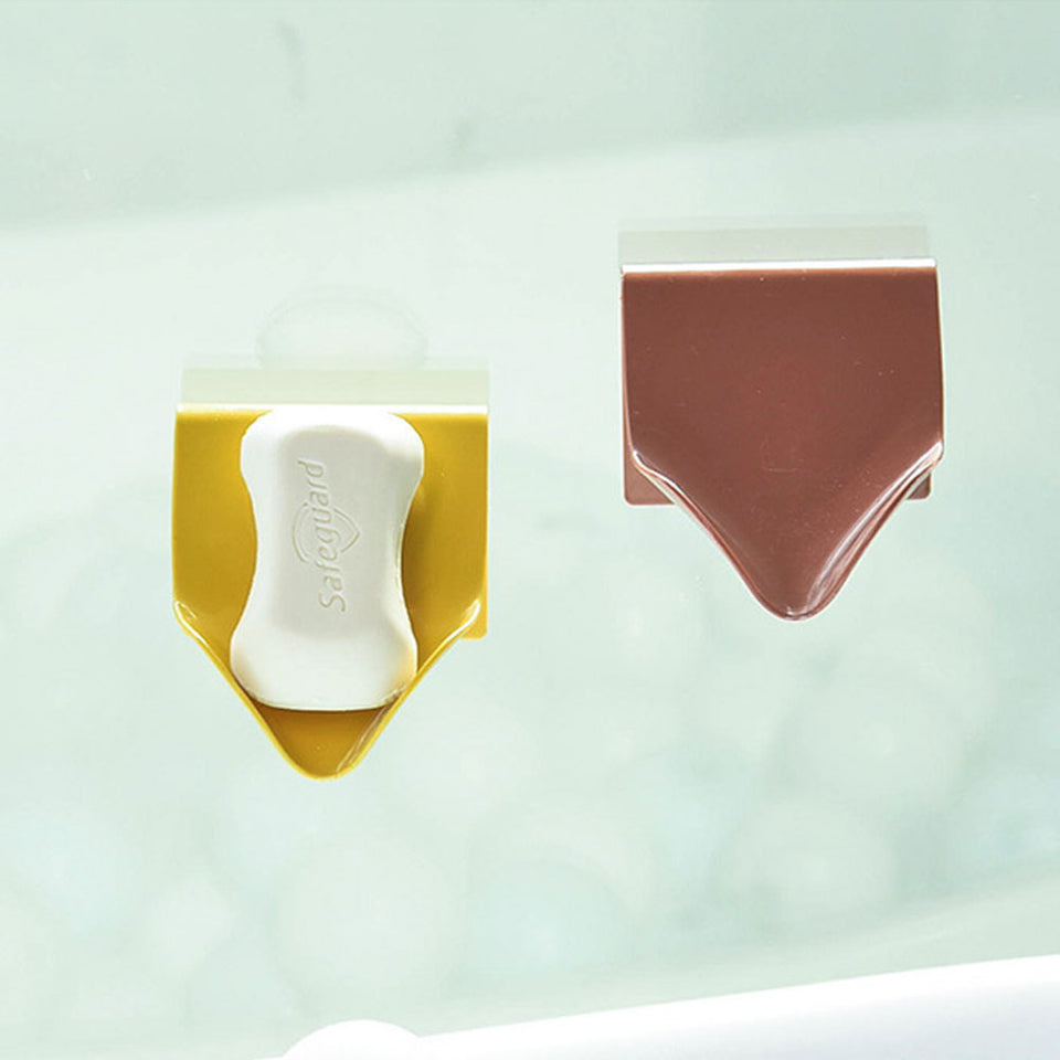 Set of 2 Self Adhesive Wall Mounted Draining Soap Holder