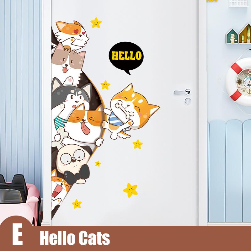 Hello Cats and Pet Animals Wall and Door Stickers For Kids