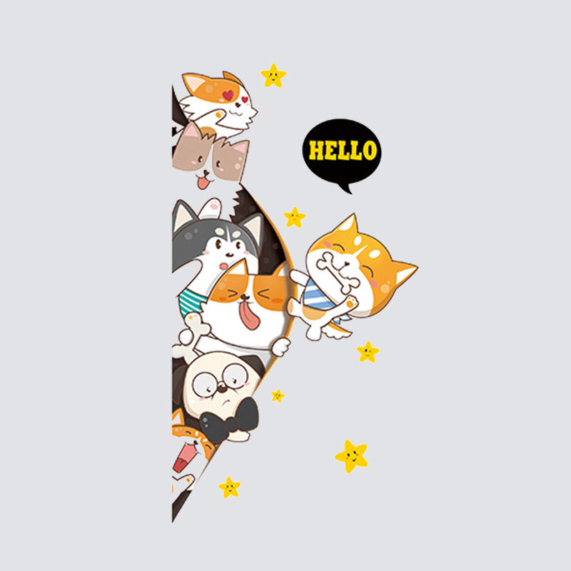 Hello Cats and Pet Animals Wall and Door Stickers For Kids
