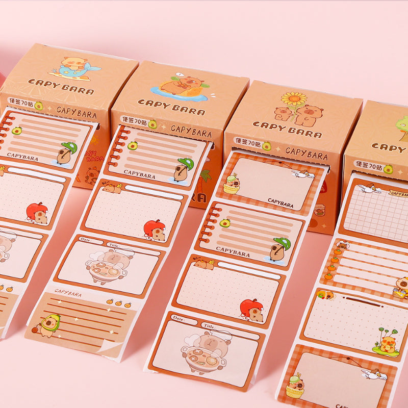 Capybara Sticky Notes Roll – Cartoon Tear-Off Memo Labels for Journaling & School