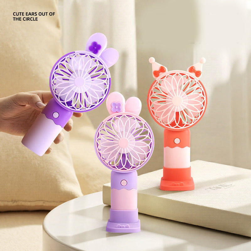 Rechargeable Mini Handheld Fan with Stand – Portable Summer Desk Fan for Kids & Travel