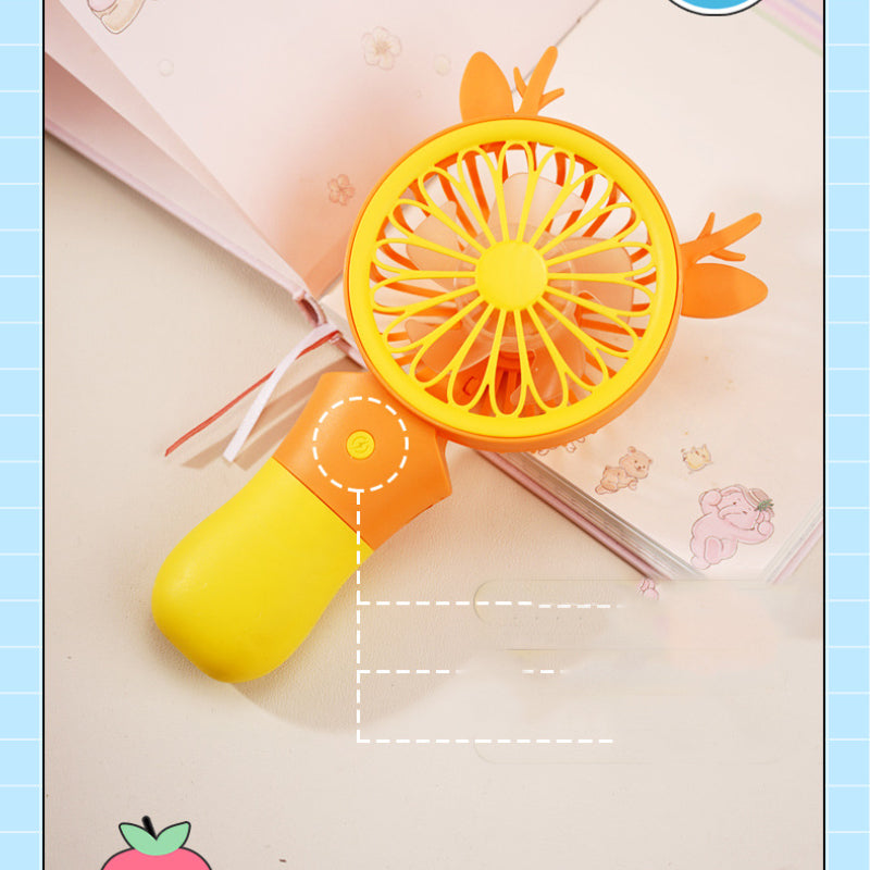Cute Rechargeable Deer Mini Handheld Fan with Phone Stand – Portable Summer Desk Fan