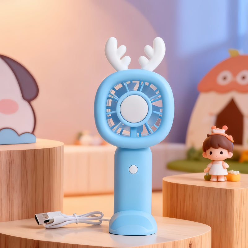 Bunny Mini Table Fan with Phone Stand – Portable Summer Desk Fan for Kids & Travel