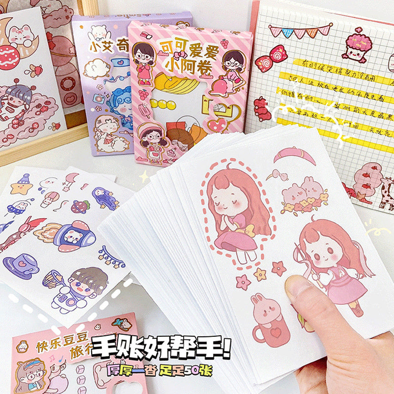 50 Pieces Korean Cartoon Paper Sticker Set