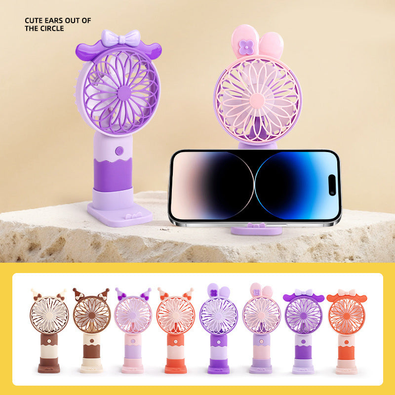 Rechargeable Mini Handheld Fan with Stand – Portable Summer Desk Fan for Kids & Travel