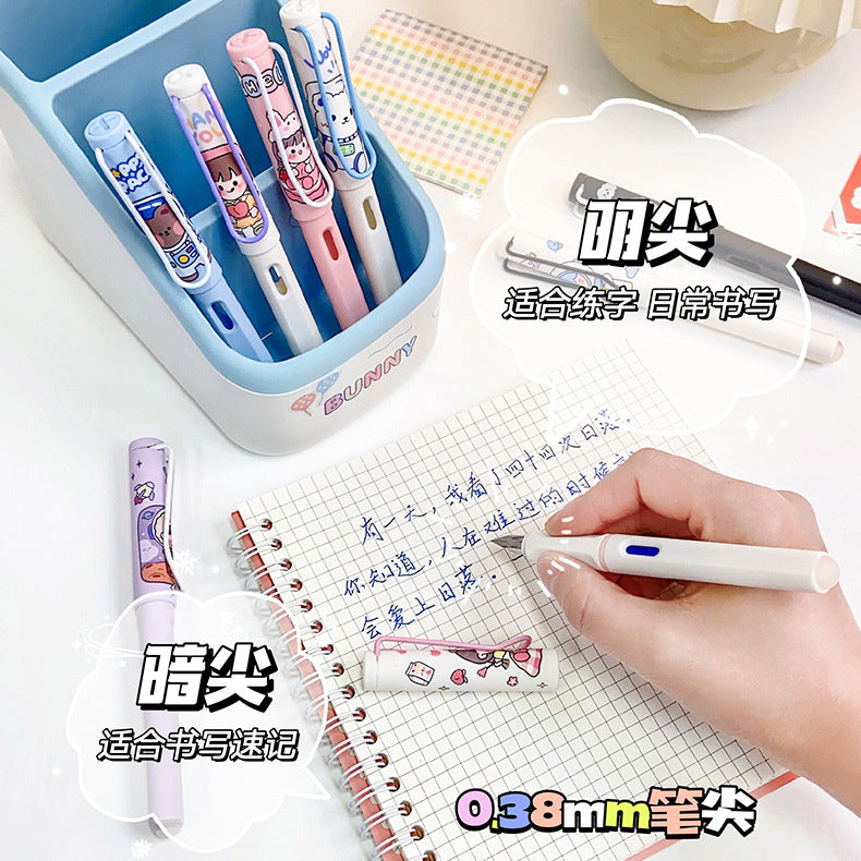 Kawaii Set of 2 Cartoon Printed Cartage Ink Pen Set