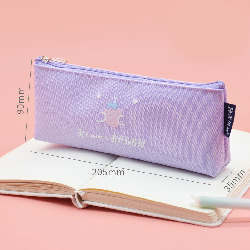 Rabbit Time Portable Triangle Zipper Pencil Bag