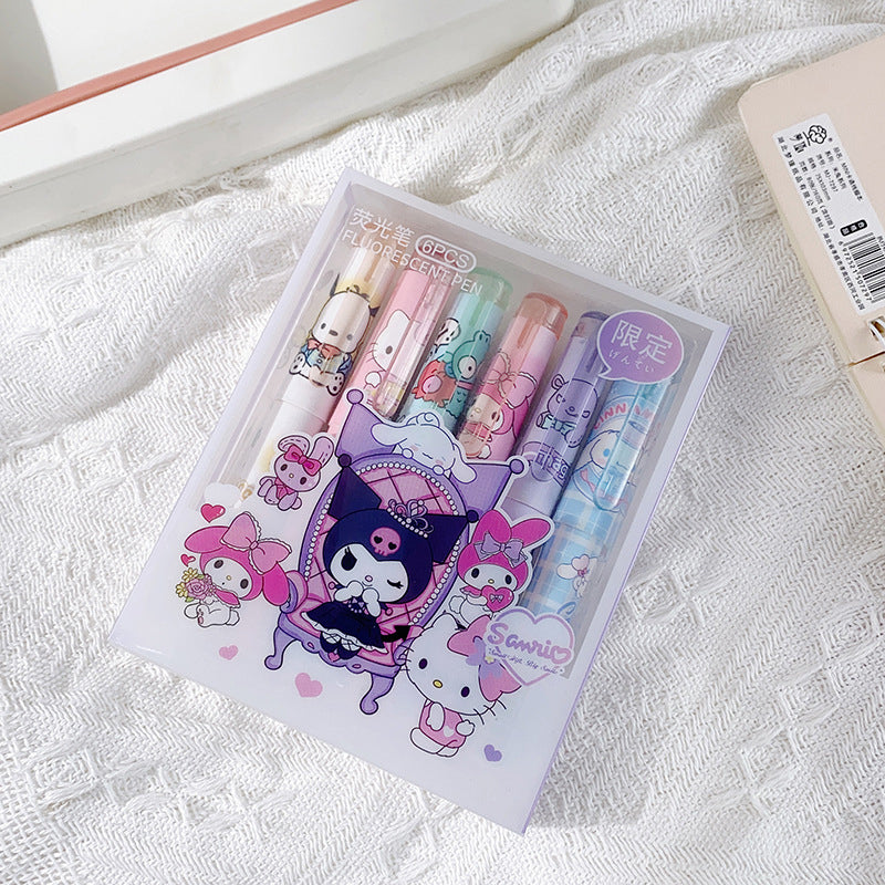 High Quality Super Cute Sanrio Cartoon highlighter Pack of 6