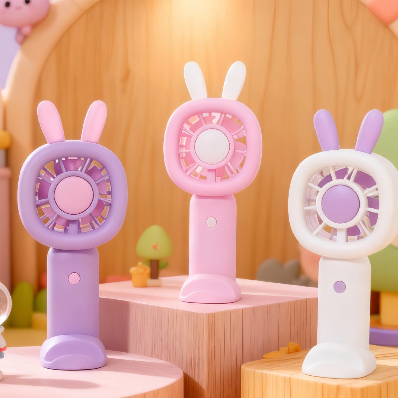 Bunny Mini Table Fan with Phone Stand – Portable Summer Desk Fan for Kids & Travel