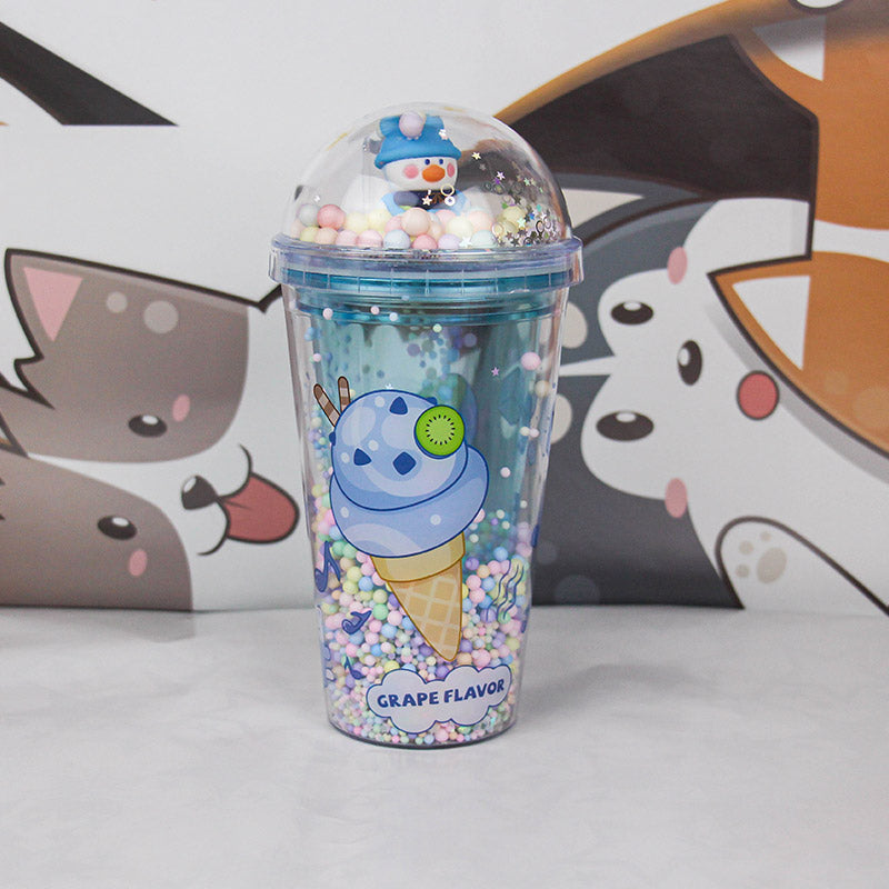 Cartoon Plastic Straw Cup Sipper