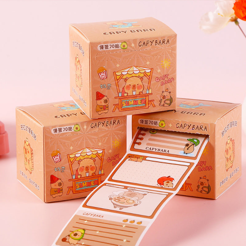 Capybara Sticky Notes Roll – Cartoon Tear-Off Memo Labels for Journaling & School