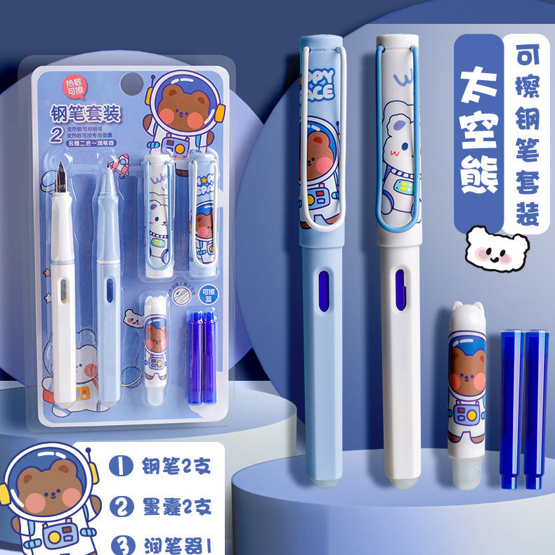 Kawaii Set of 2 Cartoon Printed Cartage Ink Pen Set