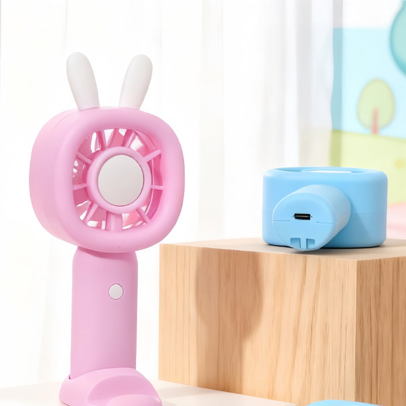 Bunny Mini Table Fan with Phone Stand – Portable Summer Desk Fan for Kids & Travel