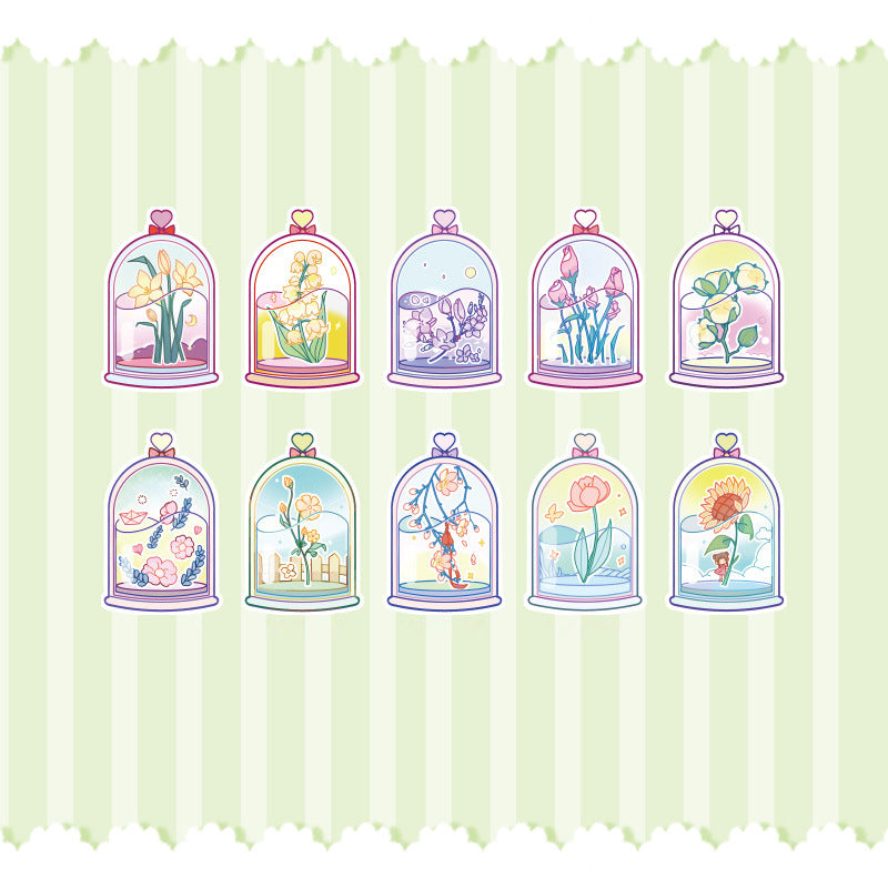 PET Flower Glass Bottle Sticker Packet of 30 Stickers