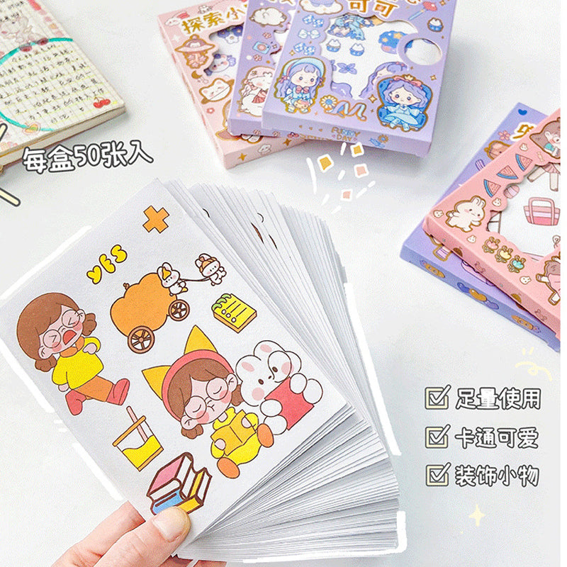 50 Pieces Korean Cartoon Paper Sticker Set