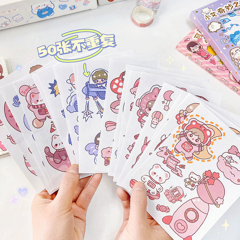 50 Pieces Korean Cartoon Paper Sticker Set