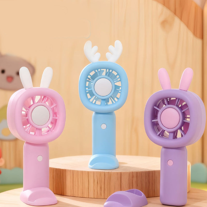 Bunny Mini Table Fan with Phone Stand – Portable Summer Desk Fan for Kids & Travel