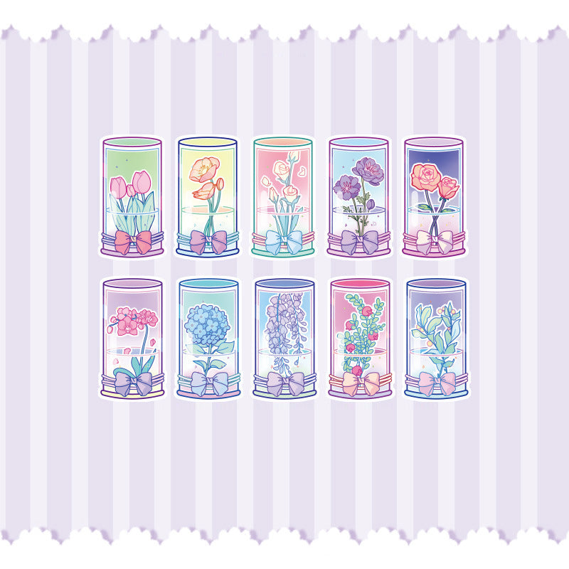 PET Flower Glass Bottle Sticker Packet of 30 Stickers