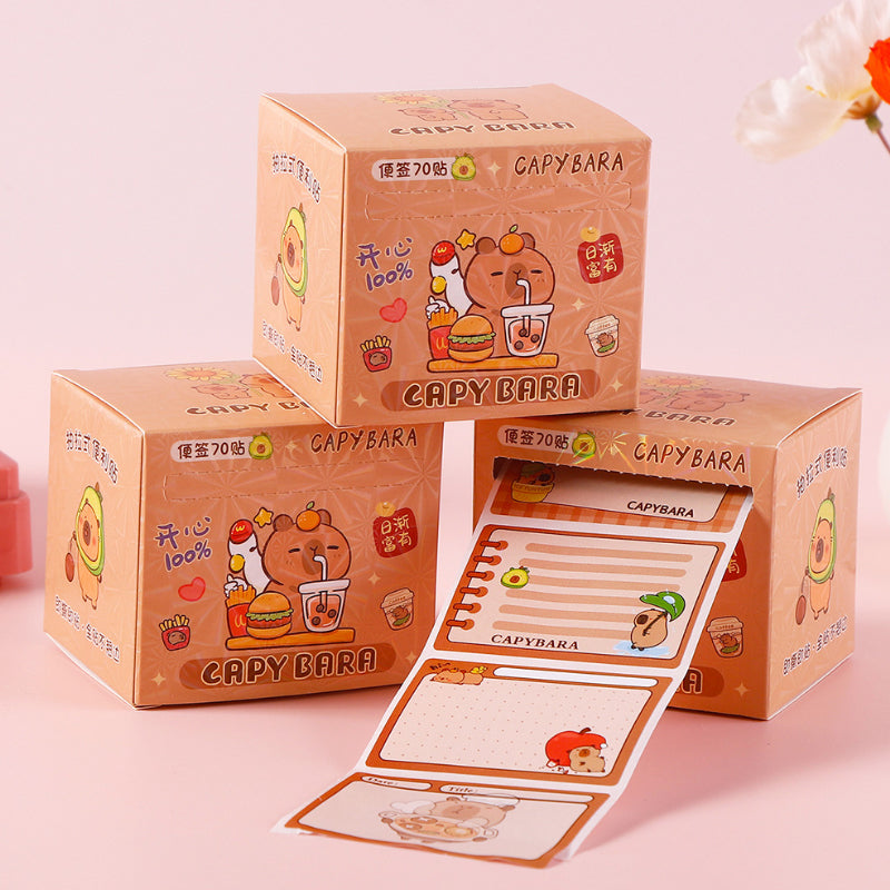 Capybara Sticky Notes Roll – Cartoon Tear-Off Memo Labels for Journaling & School