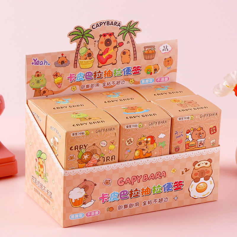 Capybara Sticky Notes Roll – Cartoon Tear-Off Memo Labels for Journaling & School
