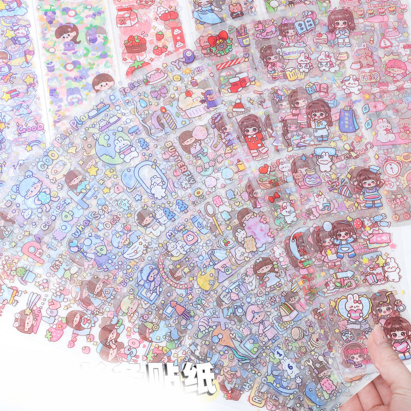 18 Long PET Cartoon Stickers Packet