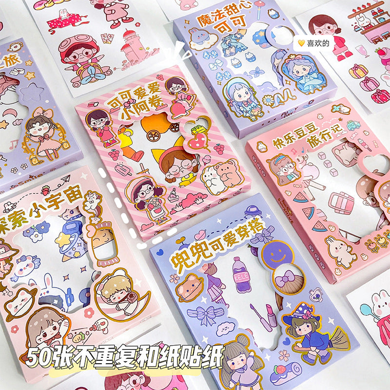 50 Pieces Korean Cartoon Paper Sticker Set