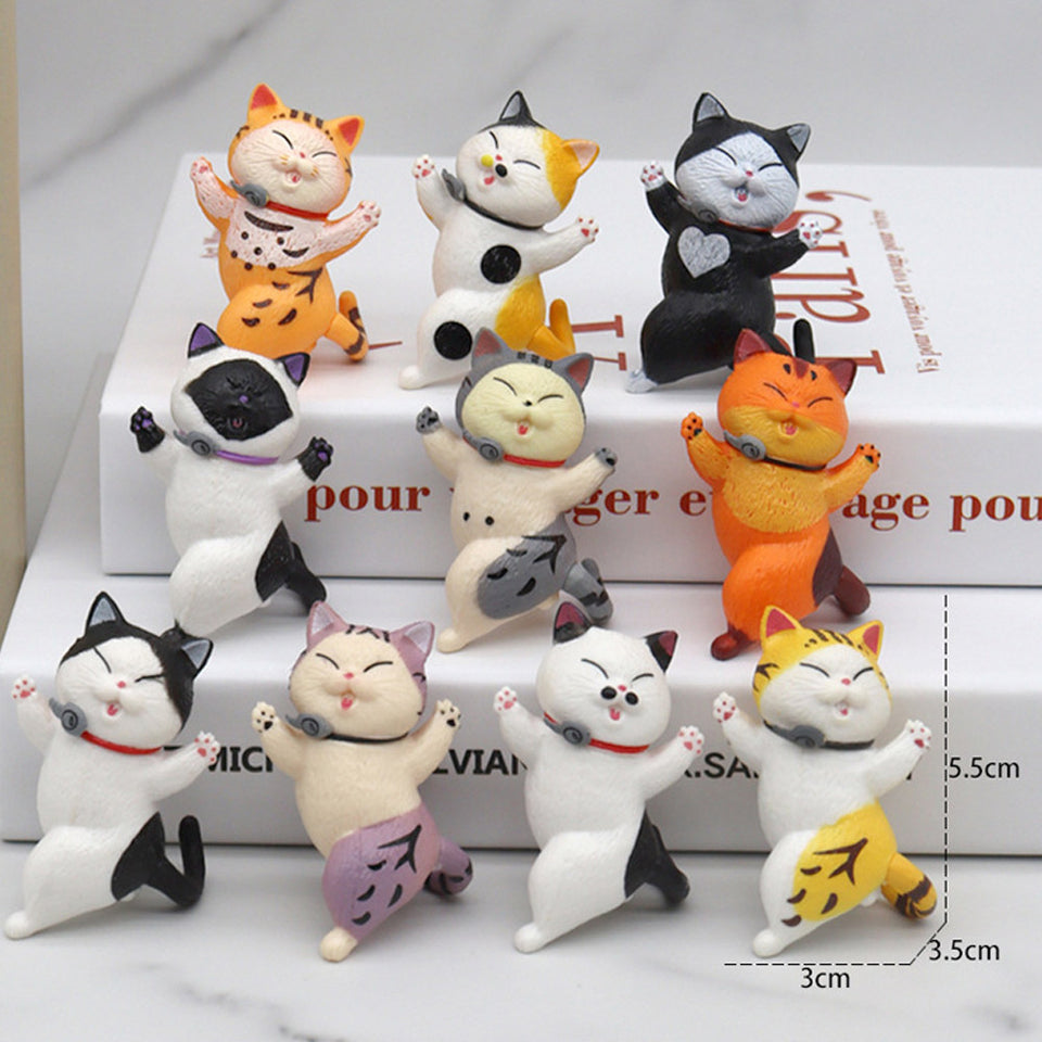 Set of 2 Dancing Cat Mini Figures