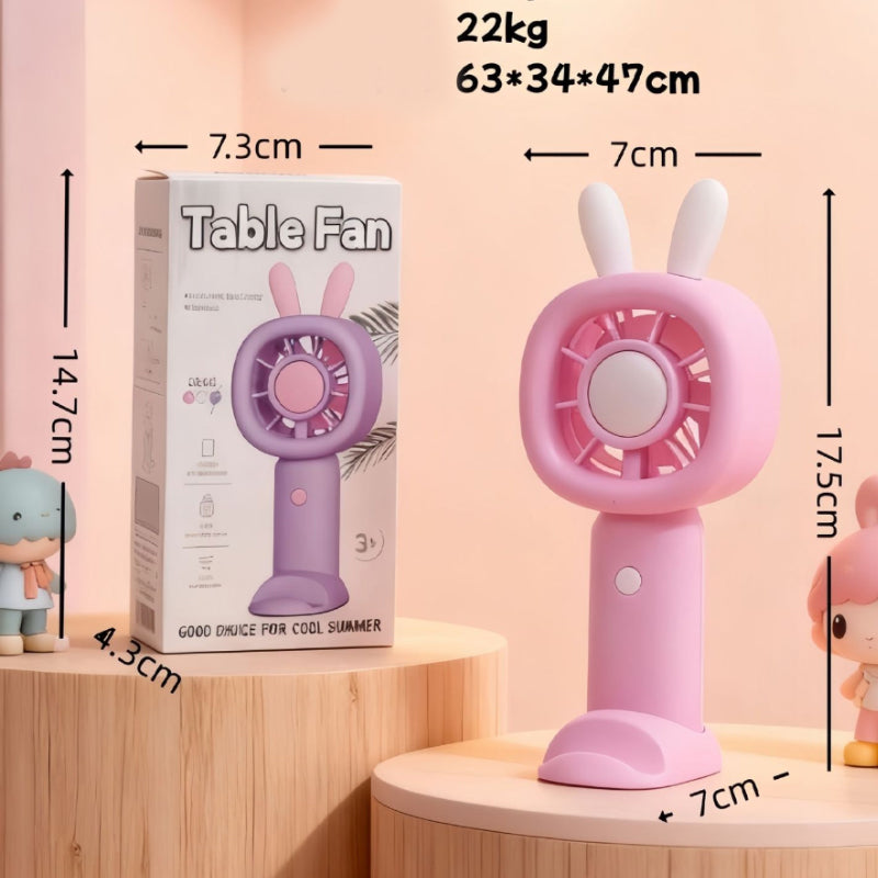 Bunny Mini Table Fan with Phone Stand – Portable Summer Desk Fan for Kids & Travel