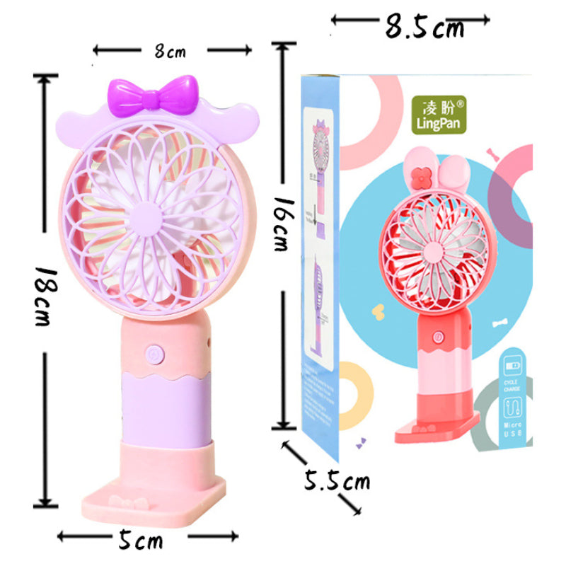 Rechargeable Mini Handheld Fan with Stand – Portable Summer Desk Fan for Kids & Travel