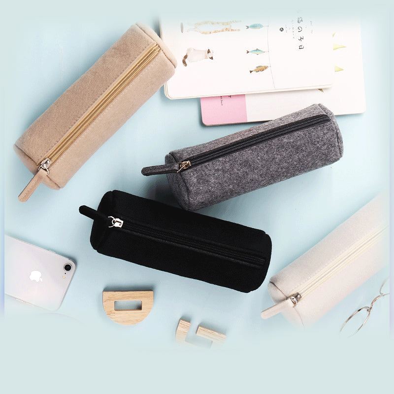 Fashion Solid Color Felt Pencil Case