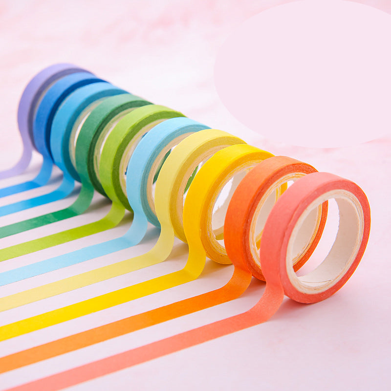 Set of 12 Rainbow Color Washi Tape Box